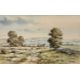 ‡ ALLAN MORGAN (British, b. 1952) watercolour - rural landscape with cottage and man with dog, - Image 1 of 4