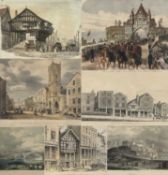 SEVEN PRINTS / HAND-COLOURED ENGRAVINGS, 19th century and later - views of Chester, largest 25 x