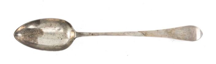 GEORGE V SILVER SERVING SPOON, monogrammed 'M', Josiah Williams & Co., London 1910, 31cms (l), 3.