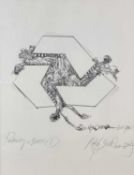 ‡ RALPH STEADMAN (British, b. 1936) black and white print - entitled 'Portrait of a Bank I', signed,