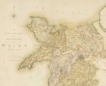 TWO SHEET MAP OF THE PRINCIPALITY OF WALES, divided into counties, hand-coloured engraved map,