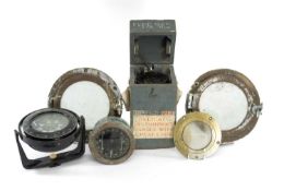 MARINE COMPASS 'THE SESTREL' BY H.B.&S, LONDON, together with a handheld compass type 06.A in