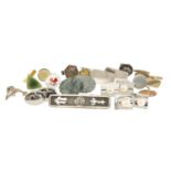 VARIOUS SILVER / WHITE METAL CUFFLINKS, Mexican white metal tie slide, etc. Provenance: private