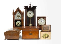 REGENCY YEW WOOD DOMED BOX, 15 (h) x 23 (w) x 20cms (d); together with a Revophone (box only),