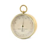 NEGRETTI & ZAMBRA LATE 19TH CENTURY BRASS-CASED ANEROID BAROMETER, silvered dial, signed and