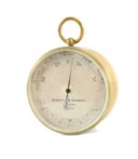 NEGRETTI & ZAMBRA LATE 19TH CENTURY BRASS-CASED ANEROID BAROMETER, silvered dial, signed and