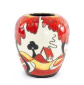 OLD TUPTON WARE VASE, the collection hand-painted by Jeanne McDougal in Noon design, 15cms (h),