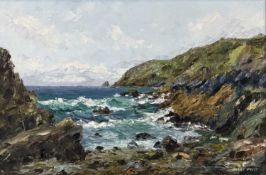 ‡ HARRY PREST (British d. 1970) oil on board - entitled verso 'Constantine Bay', signed lower right,