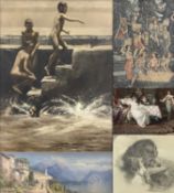 INDONESIAN SCHOOL oil on canvas board - boys bathing at a quayside, indistinctly signed, dated 1979,