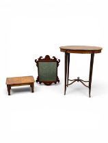 FURNISHING ASSORTMENT, including an Edwardian oval mahogany centre table, cross-banded with