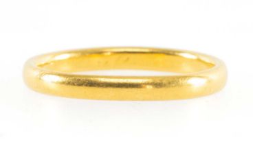 22CT GOLD WEDDING BAND, size N, 2.8g Provenance: private collection Cheshire