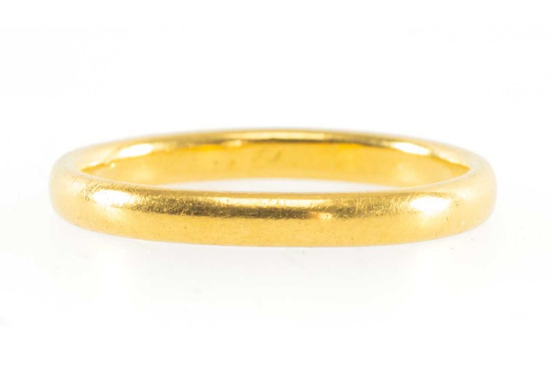 22CT GOLD WEDDING BAND, size N, 2.8g Provenance: private collection Cheshire