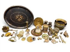 COLLECTION OF MIXED METALWARE, including Georgian brass candlestick, other mixed brass and copper