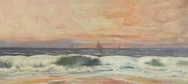 UNKNOWN LATE 19TH / EARLY 20TH CENTURY oil on canvas - seascape with rolling waves and sailing