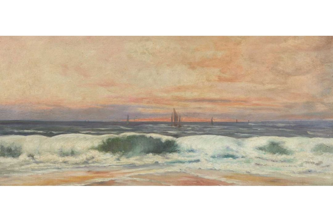 UNKNOWN LATE 19TH / EARLY 20TH CENTURY oil on canvas - seascape with rolling waves and sailing - Image 1 of 2