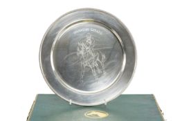 LIMITED EDITION (1094/2000) SILVER COMMEMORATIVE PLATE, of racehorse Brigadier Gerard, designed by