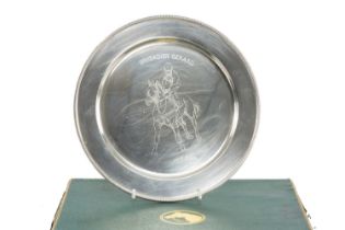 LIMITED EDITION (1094/2000) SILVER COMMEMORATIVE PLATE, of racehorse Brigadier Gerard, designed by