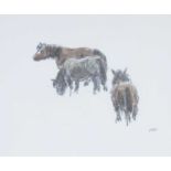 ‡ SIR KYFFIN WILLIAMS RA (Welsh, 1918-2006) reprographic colour print - three Welsh ponies, 29 x