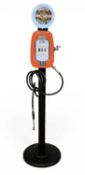 RETRO FLOOR-STANDING AIR-O-MATIC VEHICLE AIR PUMP with Harley Davidson label, 170cms (h) Provenance: