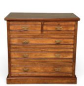 EDWARDIAN MAHOGANY CHEST of two over three drawers, with brass drop handles, 112 (h) x 107 (w) x