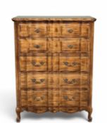 FRENCH PROVINCIAL THOMASVILLE FIVE-DRAWER CHEST, 20th century, with serpentine front, 125 (h) x