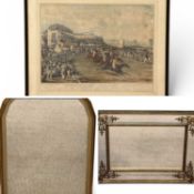 TWO FANCY GILT-FRAMED MIRRORS, rectangular, 90 (h) x 120 (w) x 5cms (d); and arch top, 100 (h) x