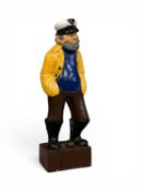 CARVED & PAINTED WOODEN FLOOR-STANDING MODEL of Old Salt, 104 (h) x 33 (w) x 23cms (d) Provenance: