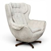 MID-CENTURY MODERN PARKER-KNOLL / SCANDINAVIAN DESIGNED EGG CHAIR swivelling over teak spider