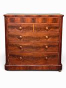 VICTORIAN MAHOGANY CHEST of two over three drawers, with upper secret drawer, 130 (h) x 130 (w) x