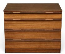 TEAK CHEST OF FOUR DRAWERS, 66 (h) x 82 (w) x 45cms (d) Provenance: private collection Gwynedd