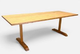MAPLE TRESTLE TABLE, 74 (h) x 213 (w) x 84cms (d) Provenance: from the offices/home of the Laura