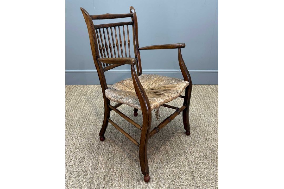 GROUP OF ANTIQUE CHAIRS including, five early 20th century rush-seat spindle back chairs (inc. one - Image 4 of 10
