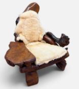 LARGE MID-CENTURY CALIFORNIAN REDWOOD SCULPTURAL LOUNGE CHAIR, attributed to Daryl Stokes, peg