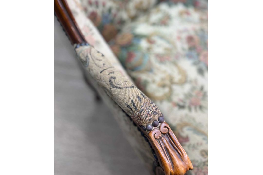 PAIR OF 20TH CENTURY LOUIS XVI STYLE BERGÈRE À OREILLES, 104 (h) x 77cms (w) (2) Provenance: - Image 2 of 6