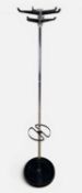 MID-CENTURY HAGO PRODUCTS COAT & UMBRELLA STAND, chrome column with black cast iron base, 164cms (h)