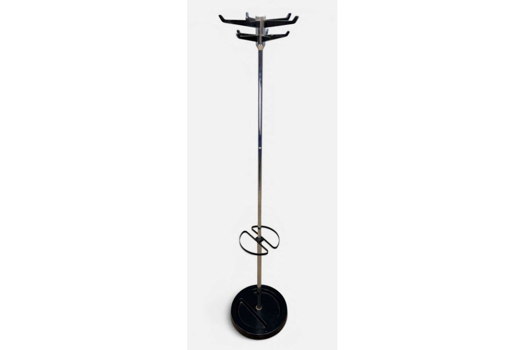 MID-CENTURY HAGO PRODUCTS COAT & UMBRELLA STAND, chrome column with black cast iron base, 164cms (h) - Image 1 of 4