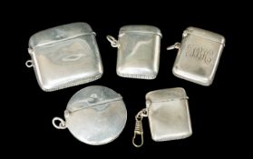 ASSORTED SILVER VESTA CASES, one with engraved monogram, total weight approx. 3.6ozt (5) Provenance: