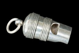 RARE VICTORIAN SILVER WHISTLE, Louis Dee, London 1883, engraved 'Clark, 20 Old Bond Street', of