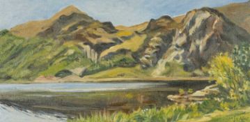 J F ALLEN oil on board - titled verso Llyn Cwellyn, signed, 29 x 59cms Provenance: private