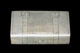 19TH CENTURY RUSSIAN SILVER 'STEAMER TRUNK' SNUFF BOX, St Petersburg, maker KB in Cyrillic (probably