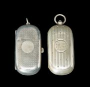 TWO GEORGE V SILVER DOUBLE SOVEREIGN CASES, both engine turned decoration, push clasps and loops,