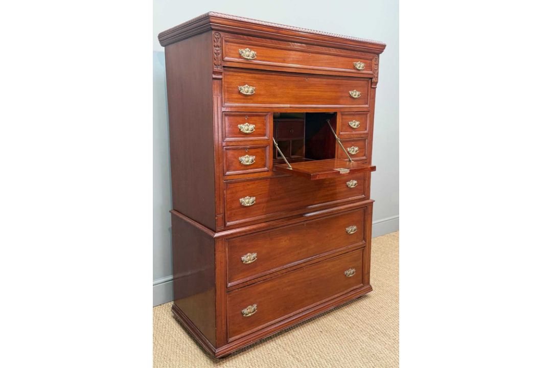 EARLY 20TH CENTURY SCOTTISH STYLE MAHOGANY 'BUREAU' CHEST, upper section with an arrangement of - Image 3 of 5