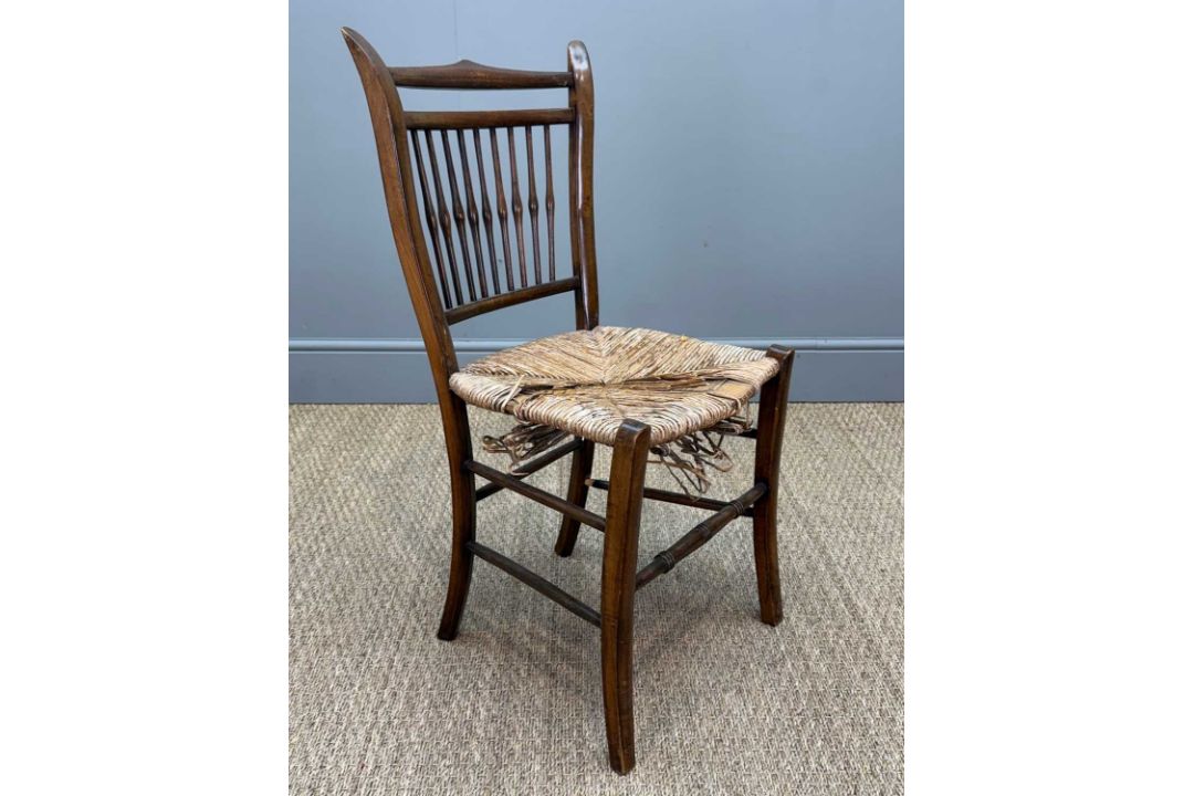 GROUP OF ANTIQUE CHAIRS including, five early 20th century rush-seat spindle back chairs (inc. one - Image 3 of 10