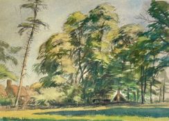 ‡ EDGAR HOLLOWAY (British 1914-2008) watercolour and pencil - entitled 'Chalfont Latimer', signed