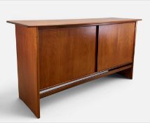 A. YOUNGER MID-CENTURY TEAK SIDEBOARD, twin cupboard doors, single drawer within with removeable