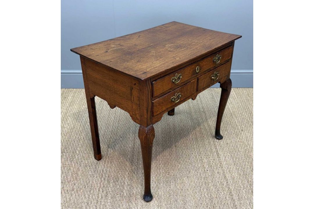 19TH CENTURY OAK LOWBOY, three frieze drawers, front cabriole legs, pad feet, 70 (h) x 80 (w) x - Image 3 of 4