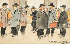 CIRCLE OF HENRY MAYO BATEMAN (British 1887-1970) watercolour cartoon - titled 'A Clerical Conference