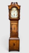 19TH CENTURY WELSH 30-HOUR OAK & MAHOGANY LONGCASE CLOCK, dial signed A. Martin, Swansea, 12