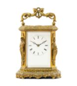 FINE 19TH CENTURY FRENCH CAST BRASS CARRIAGE CLOCK, by Japy Frères, Paris circa 1860s, elaborate