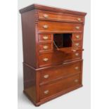 EARLY 20TH CENTURY SCOTTISH STYLE MAHOGANY 'BUREAU' CHEST, upper section with an arrangement of